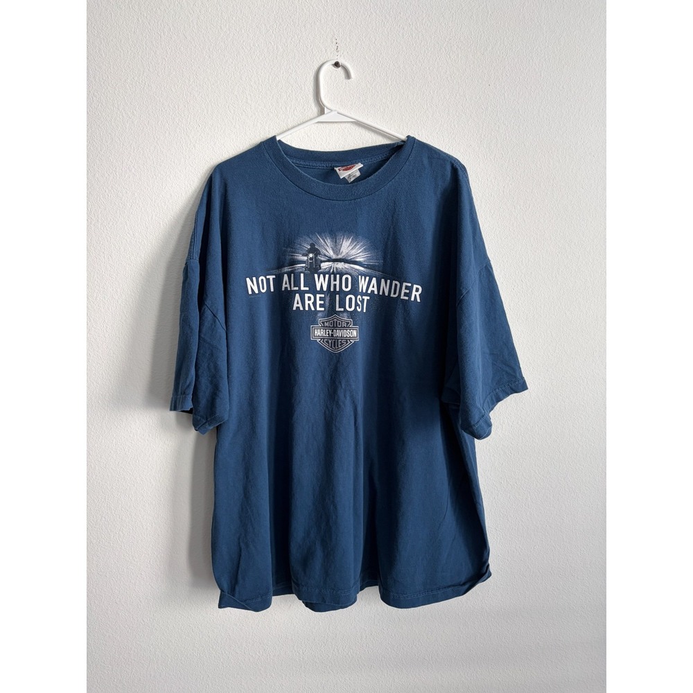 Vintage Harley Davidson T Shirt Mens 3XL Blue Javelina Wild Boar Texas Graphic